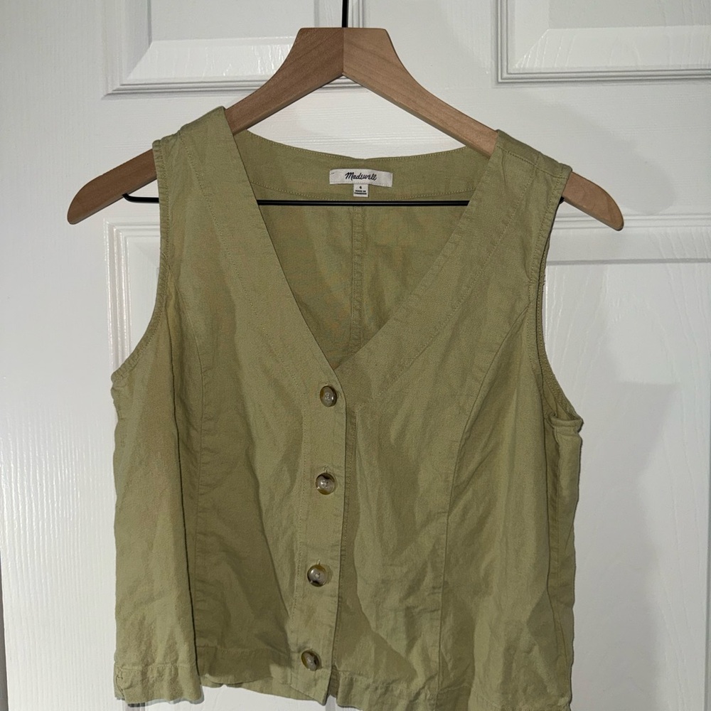 Madewell Olive Linen Vest